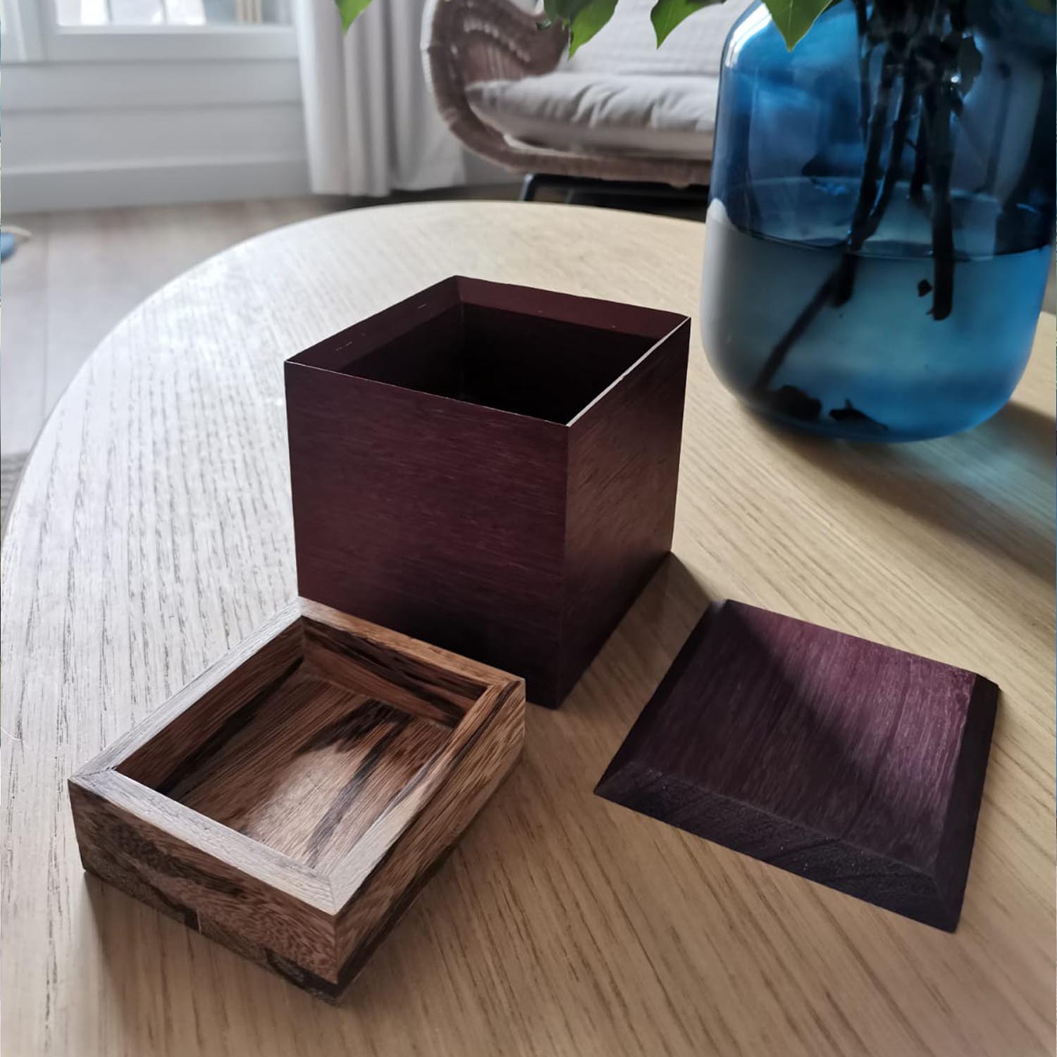 Boîte en bois design contemporaine et sur mesure, ébéniste, ébénisterie, woodwork